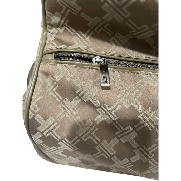 TUMI Signature Collection Wheeled Duffel 72163CFF Taupe Olive Leather Travel Bag - Picture 4 of 16